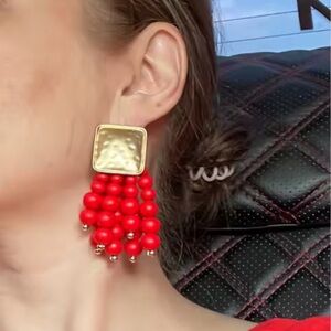 Vintage Red Beaded Earrings